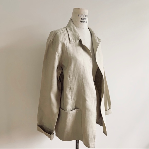 ❌SOLD❌ Linen Minimalist Chore Coat Blazer - Picture 6 of 7